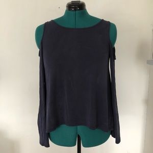 Hollister navy blue cold-shoulder top